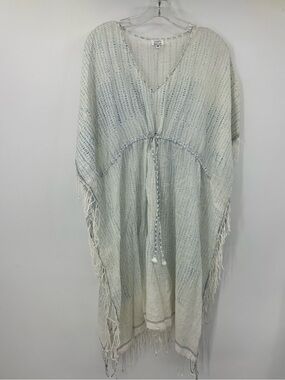 Joshi Lightweight Patterned Cover Up Silk Cotton Fringed Beach Poolside M